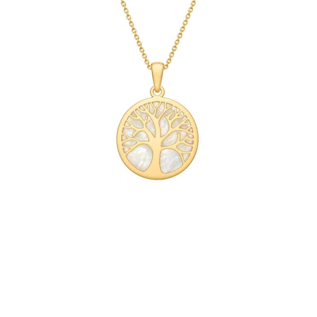 9ct Yellow Gold Mother of Pearl Tree of Life Pendant