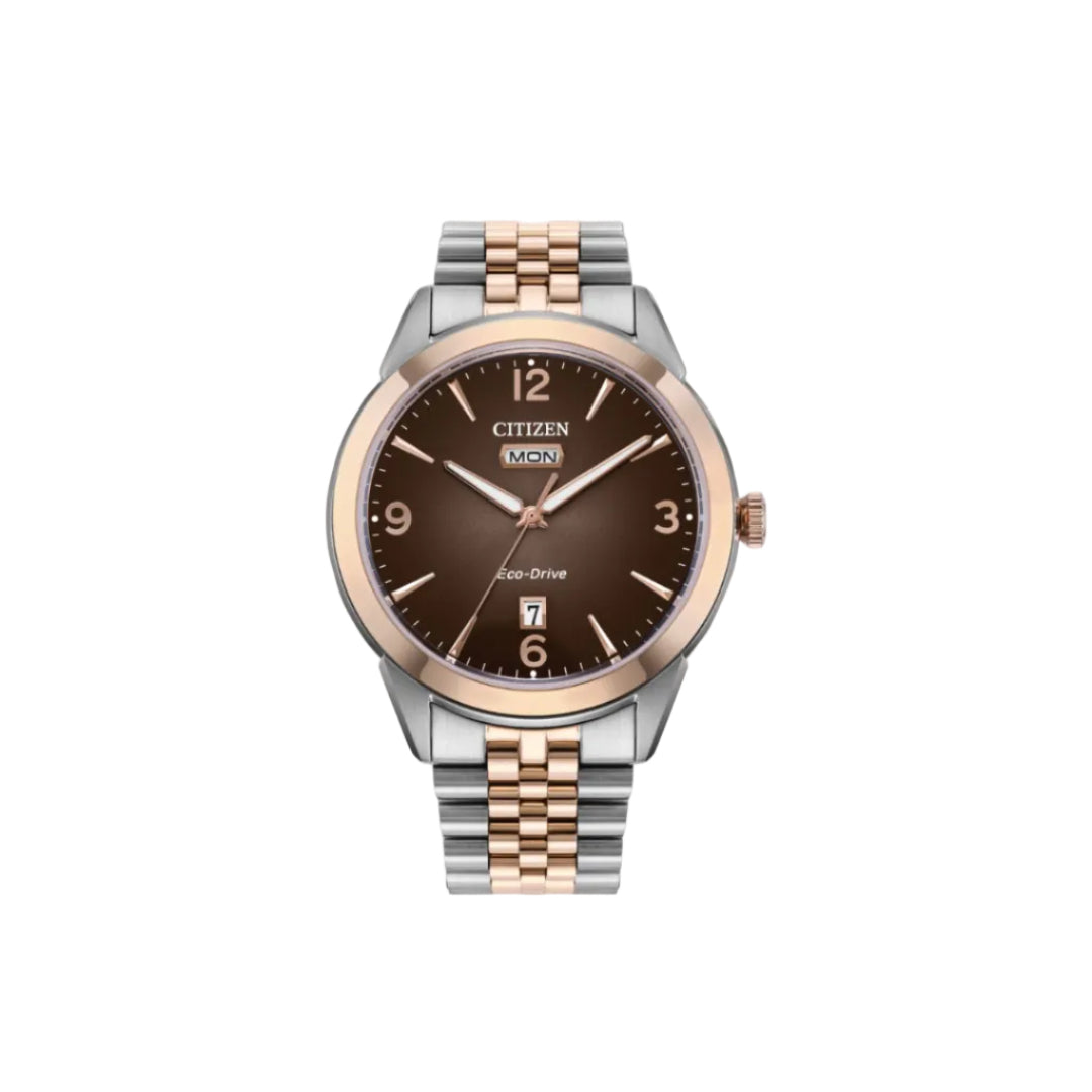 Citizen Eco-Drive Rolan – Brown Dial with Two Tone Stainless Steel