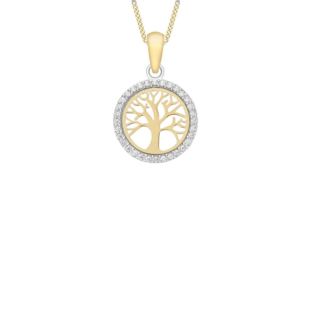 9ct Yellow Gold CZ Tree of Life Pendant