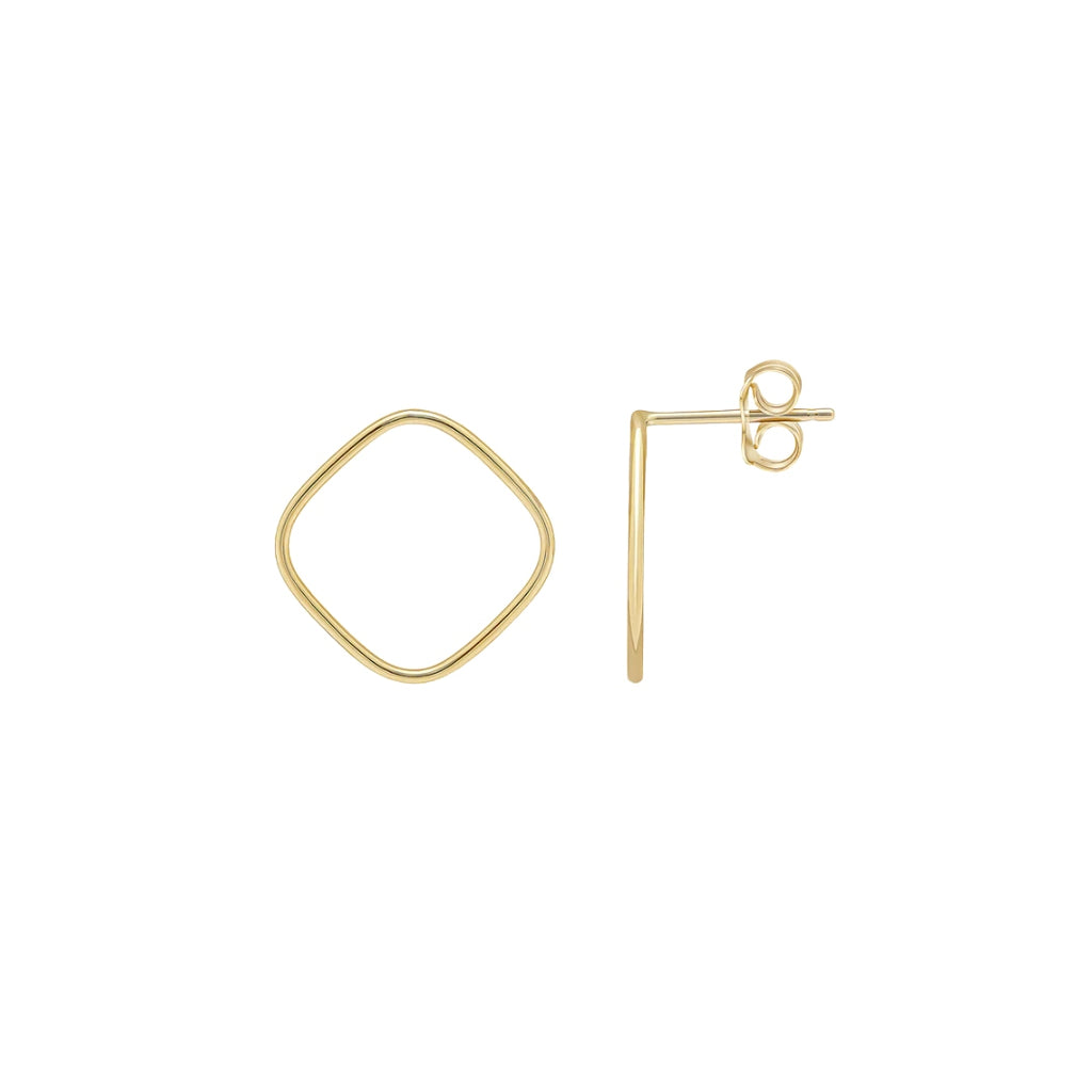 9CT Yellow Gold Open Cushion Stud Earrings 17mm