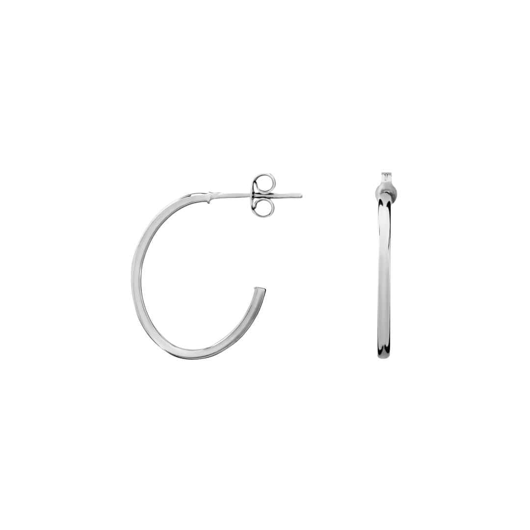 9CT White Gold Oval Peg & Scroll Hoop Earrings 20x1.5mm