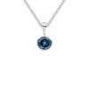 9CT White Gold Round London Blue Topaz Rubover Pendant 6mm