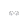 Sterling Silver Rhodium Plated CZ Double-Circle Earrings
