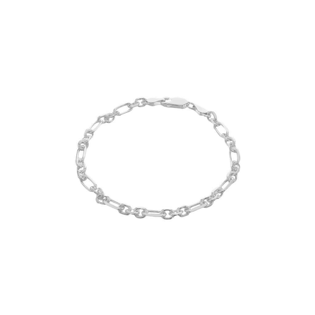 Sterling Silver Diamond Cut Short & Long Oval Belcher Bracelet