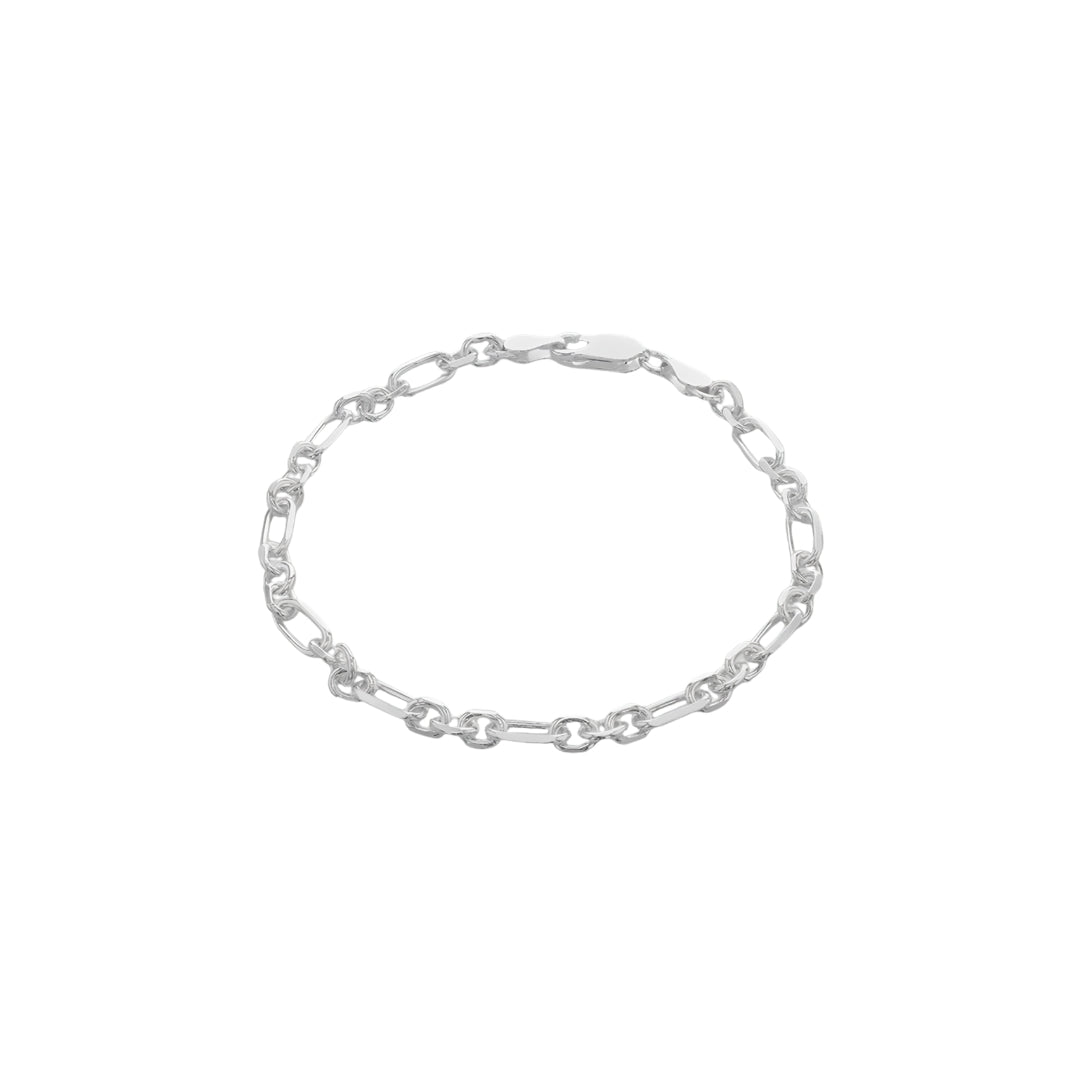 Sterling Silver Diamond Cut Short & Long Oval Belcher Bracelet