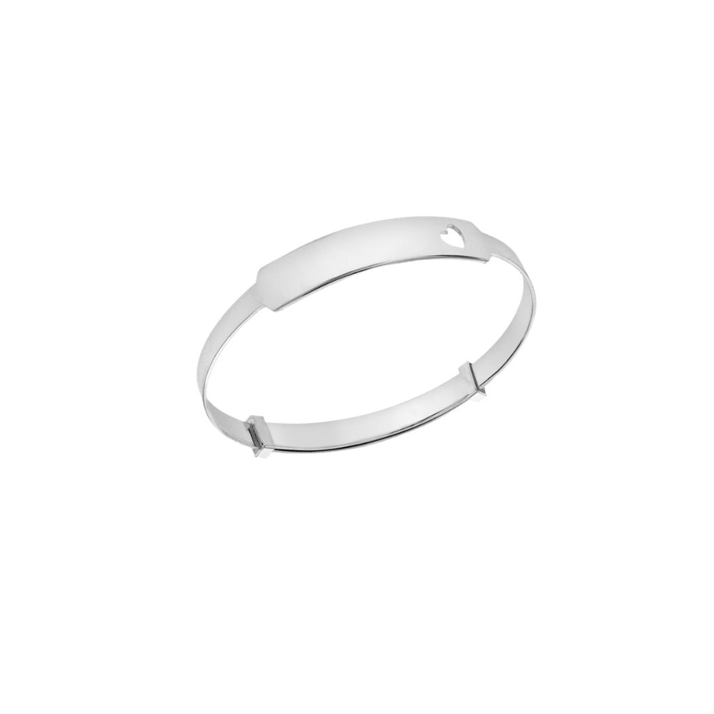 Sterling Silver Heart ID Extendable Baby Bangle