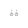 Sterling Silver Rhodium Plated CZ Heart Detail Drop Earrings