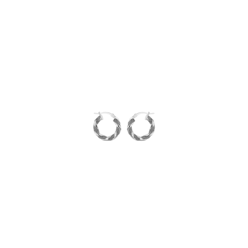 Sterling Silver Stardust Twisted Hoop Creole Earrings