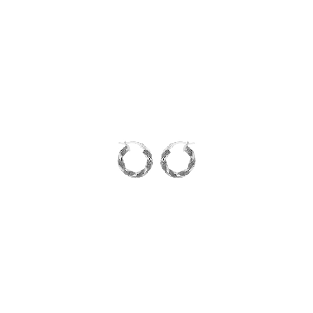 Sterling Silver Stardust Twisted Hoop Creole Earrings