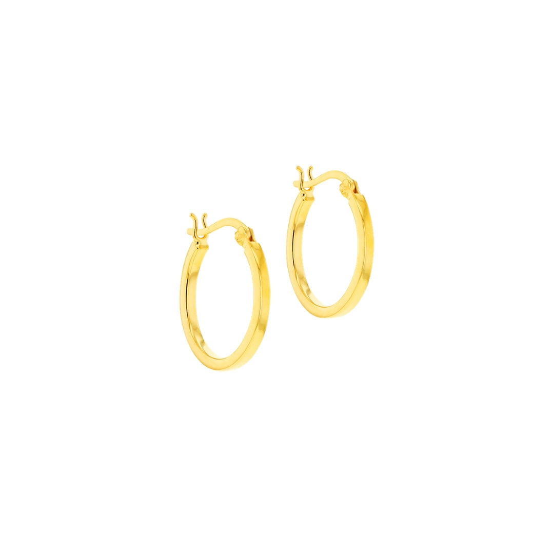 Sterling Silver Yellow Gold Plated Plain Tube Hoop Earrings
