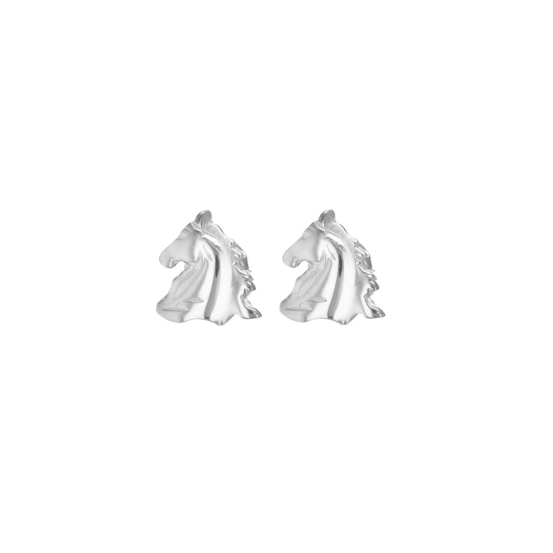 Sterling Silver Horse-Head Stud Earrings
