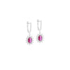Sterling Silver White CZ & Red Glass Flower Cluster Huggy Earrings