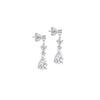 Sterling Silver Rhodium Plated White Marquise CZ & Teardrop CZ Drop Earrings