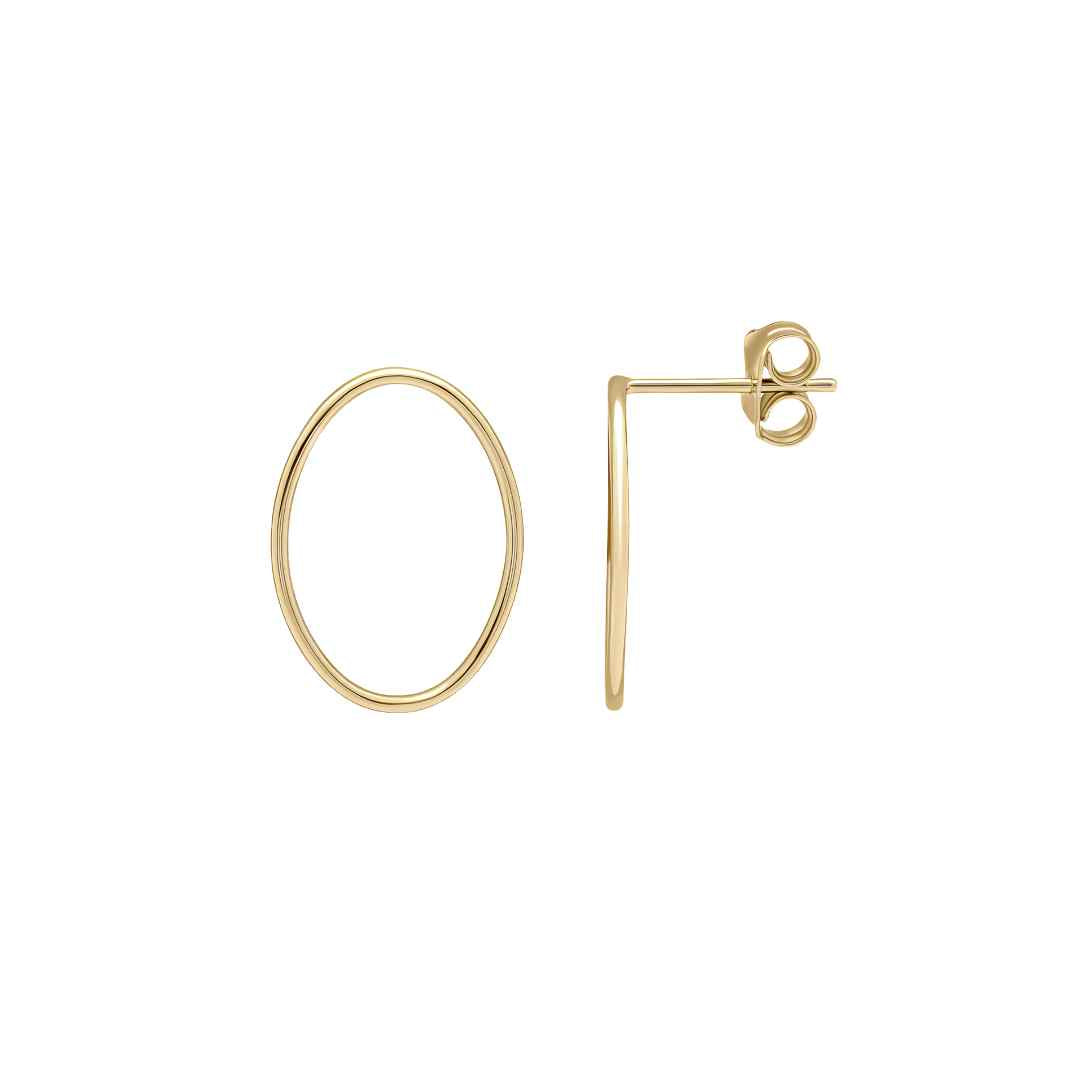 9CT Yellow Gold Open Oval Stud Earrings 18x13mm