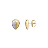 9CT Two Tone Yellow & White Gold Pear Stud Earrings 8 x 6mm