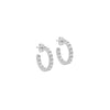 Sterling Silver Rhodium Plated White Round CZ Half-Creole Stud Earrings