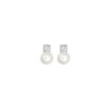Sterling Silver Simulated Pearl & CZ Stud Earrings