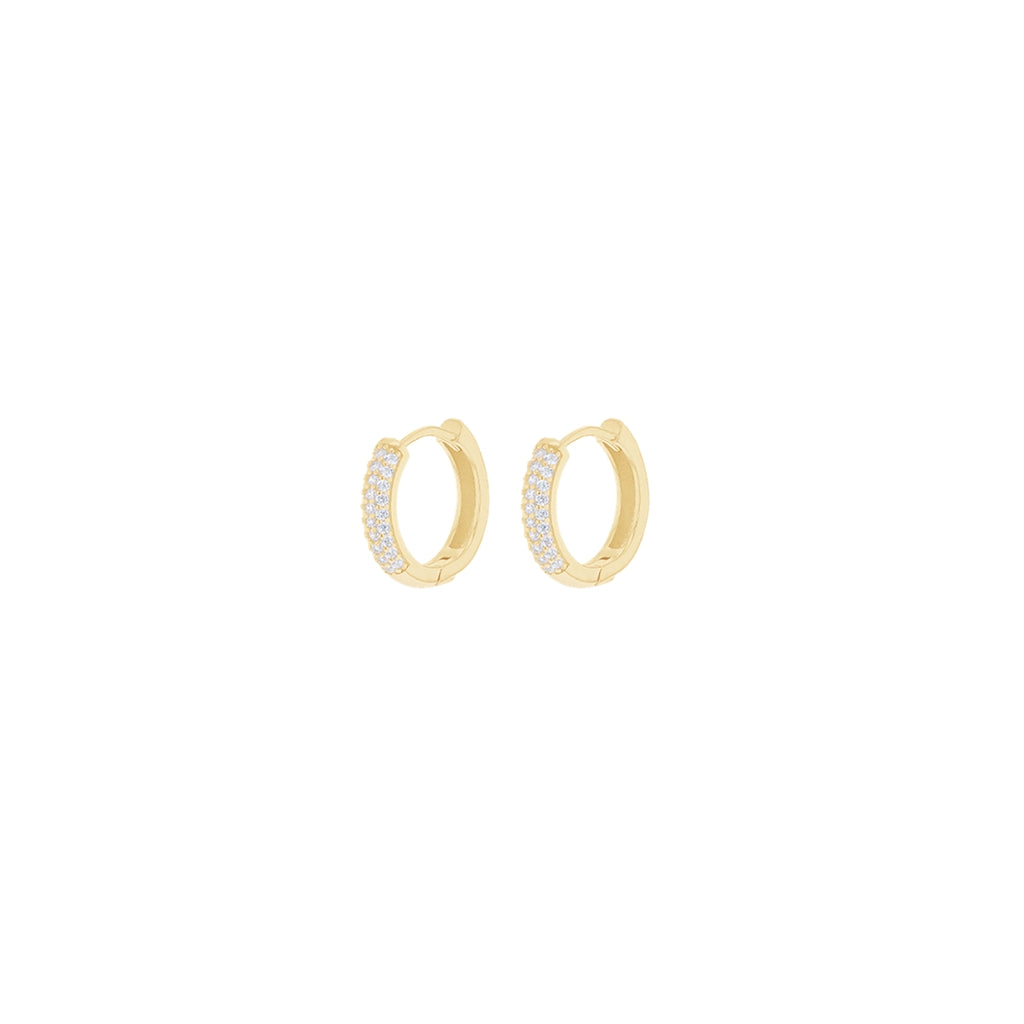 Sterling Silver Yellow Gold Plated CZ Hoop Creole Earrings