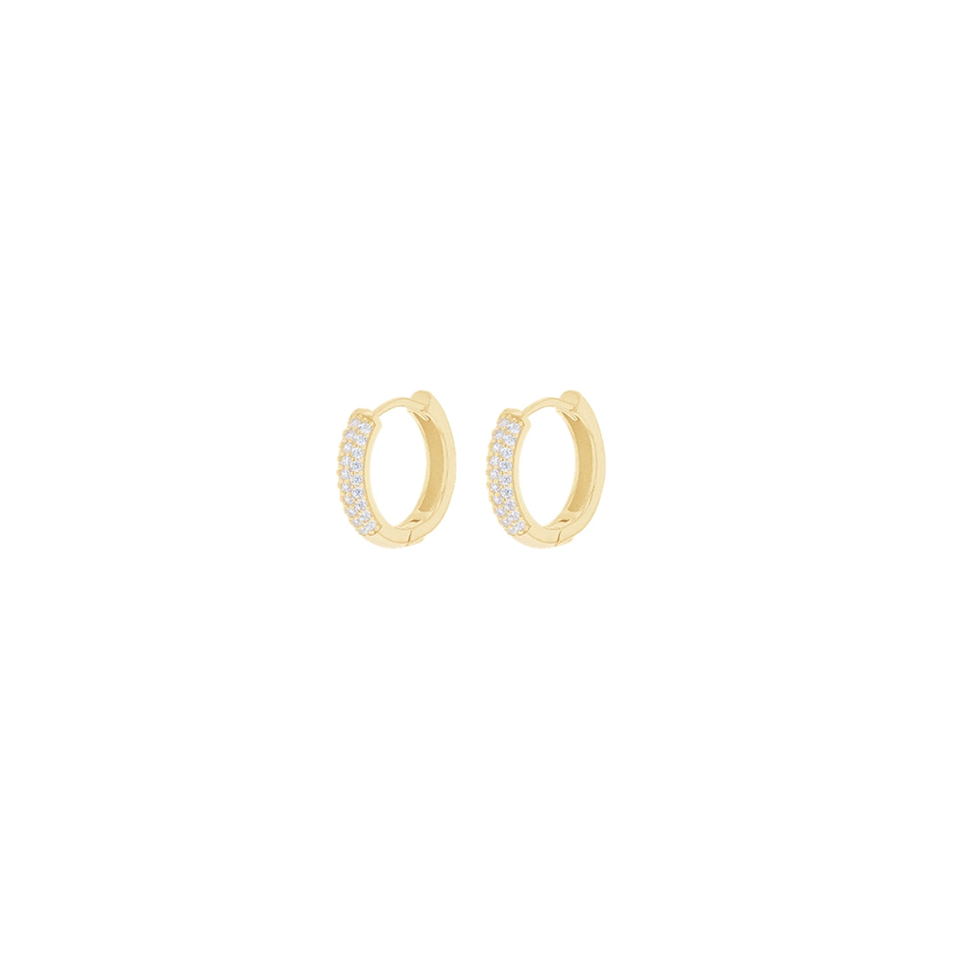 Sterling Silver Yellow Gold Plated CZ Hoop Creole Earrings