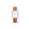 Amalys Lou Orange Strap Watch – White Dial with Leather Band