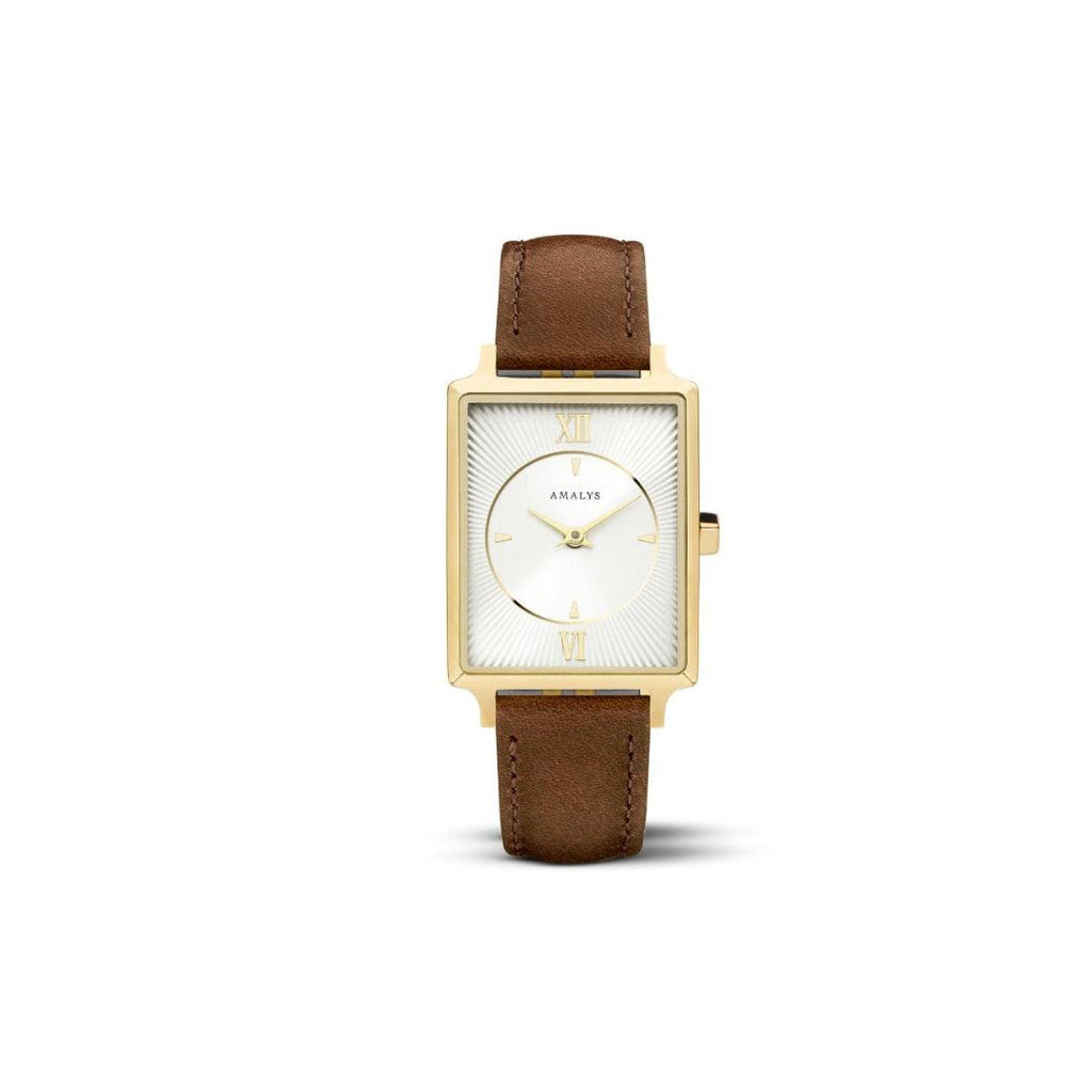 Amalys Mathilda Brown Strap – White Dial with Leather Band