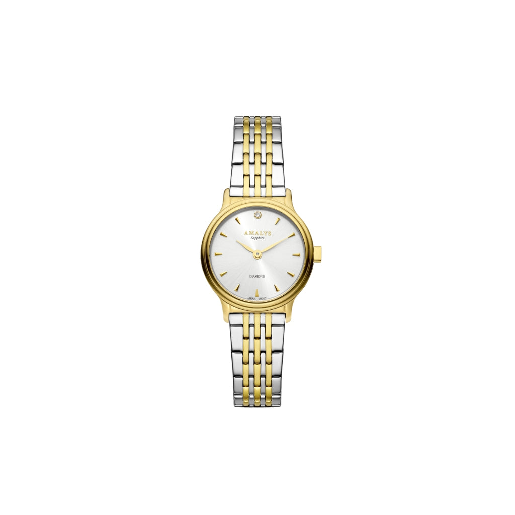 Amalys Solina Two-Tone Watch – White Dial with Stainless Steel Case