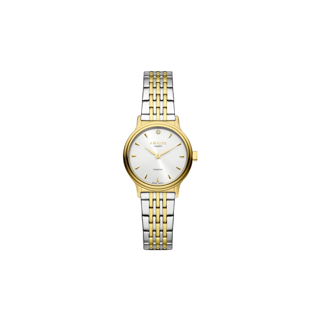 Amalys Solina Two-Tone Watch – White Dial with Stainless Steel Case