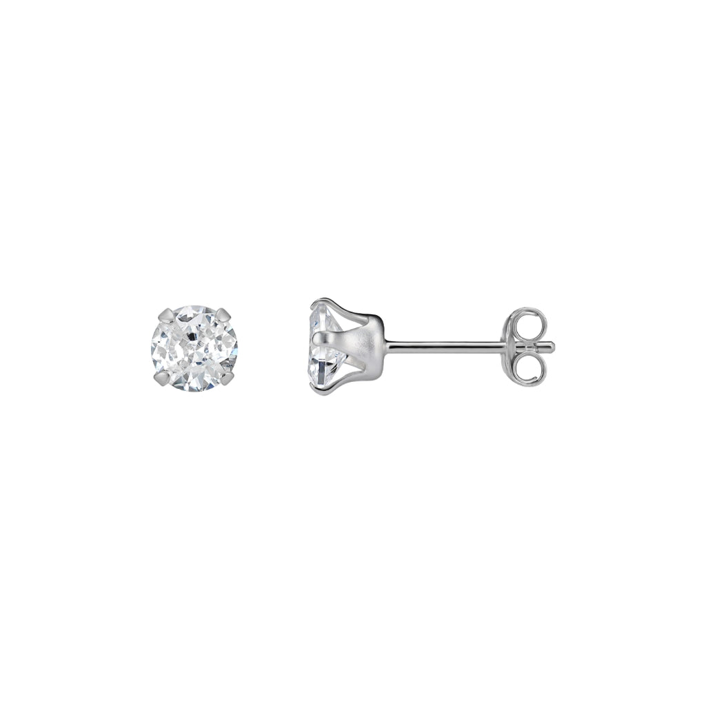 Children's Sterling Silver Crystal Stud Earrings 6mm