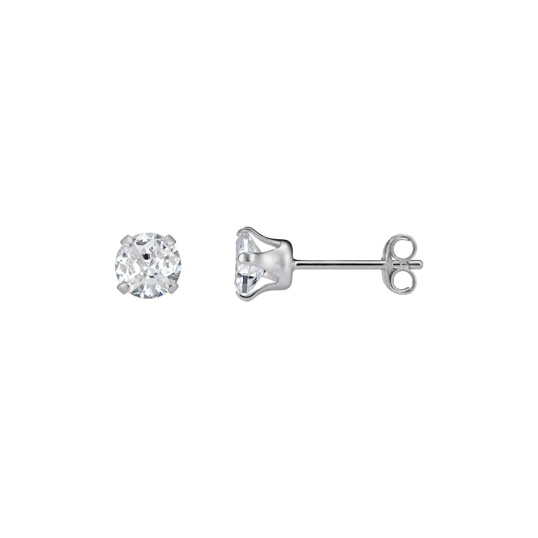 Children's Sterling Silver Crystal Stud Earrings 6mm