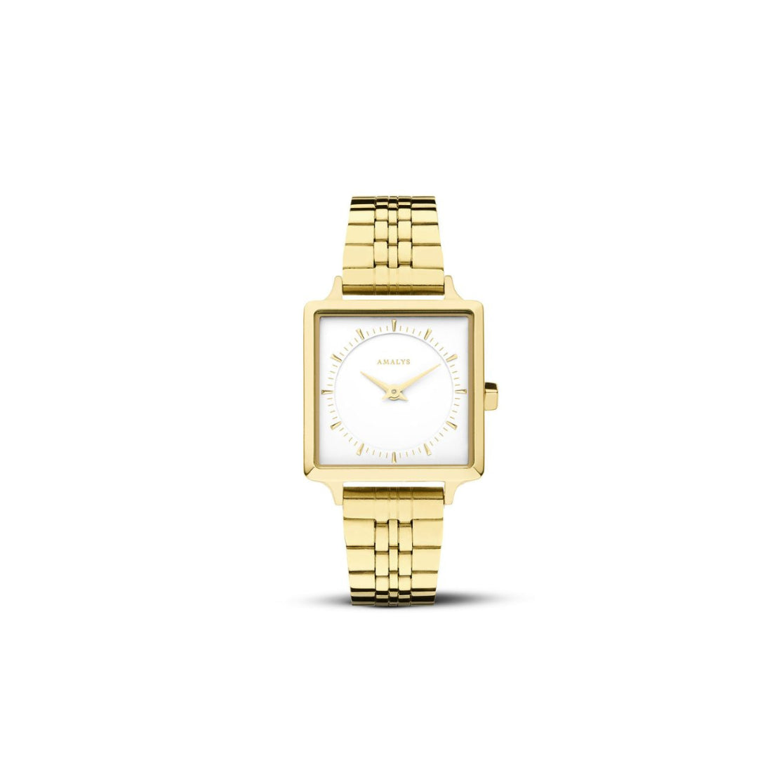 Amalys Mary Gold Watch – White Dial with Stainless Steel Case