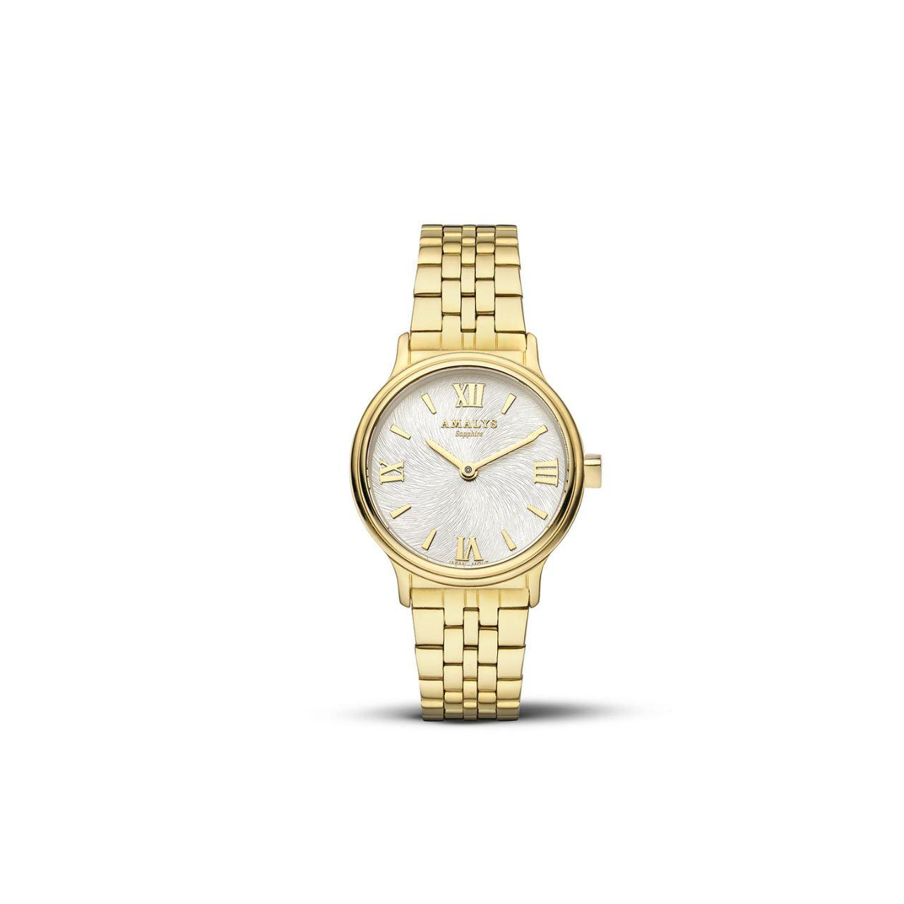 Amalys Naomy Gold Watch – White Dial with Stainless Steel Case
