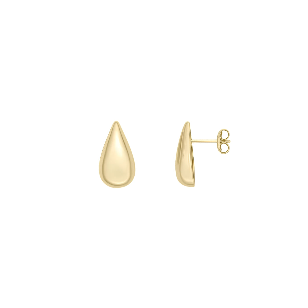 9CT Yellow Gold Polished Domed Pear Shaped Stud Earrings 14x8.3mm