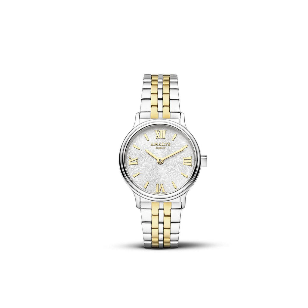 Amalys Lucy Two-Tone Watch – White Dial with Stainless Steel Case