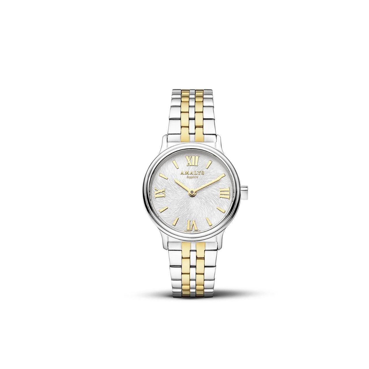 Amalys Lucy Two-Tone Watch – White Dial with Stainless Steel Case