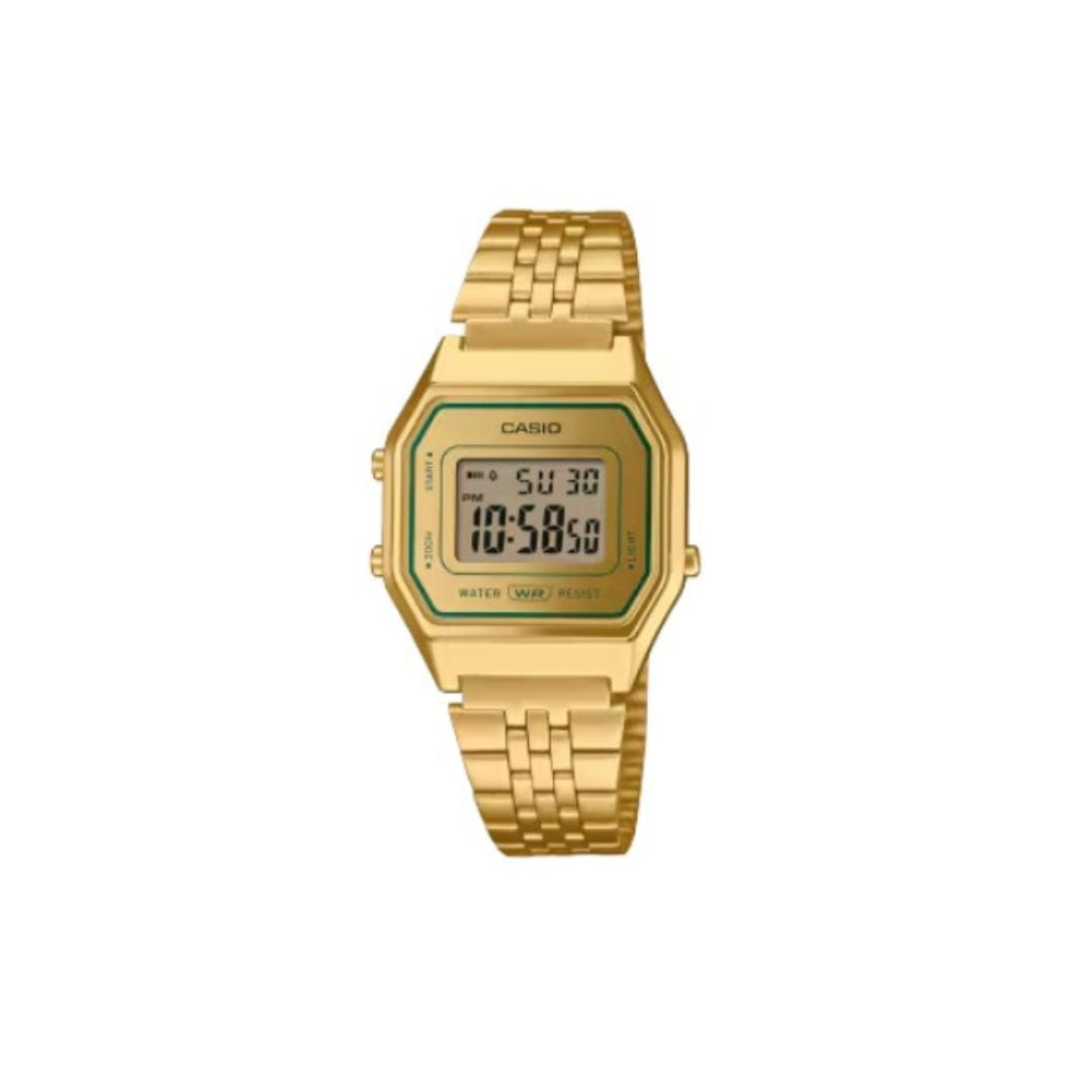 Casio Vintage – Gold-Tone Case with Green Accents