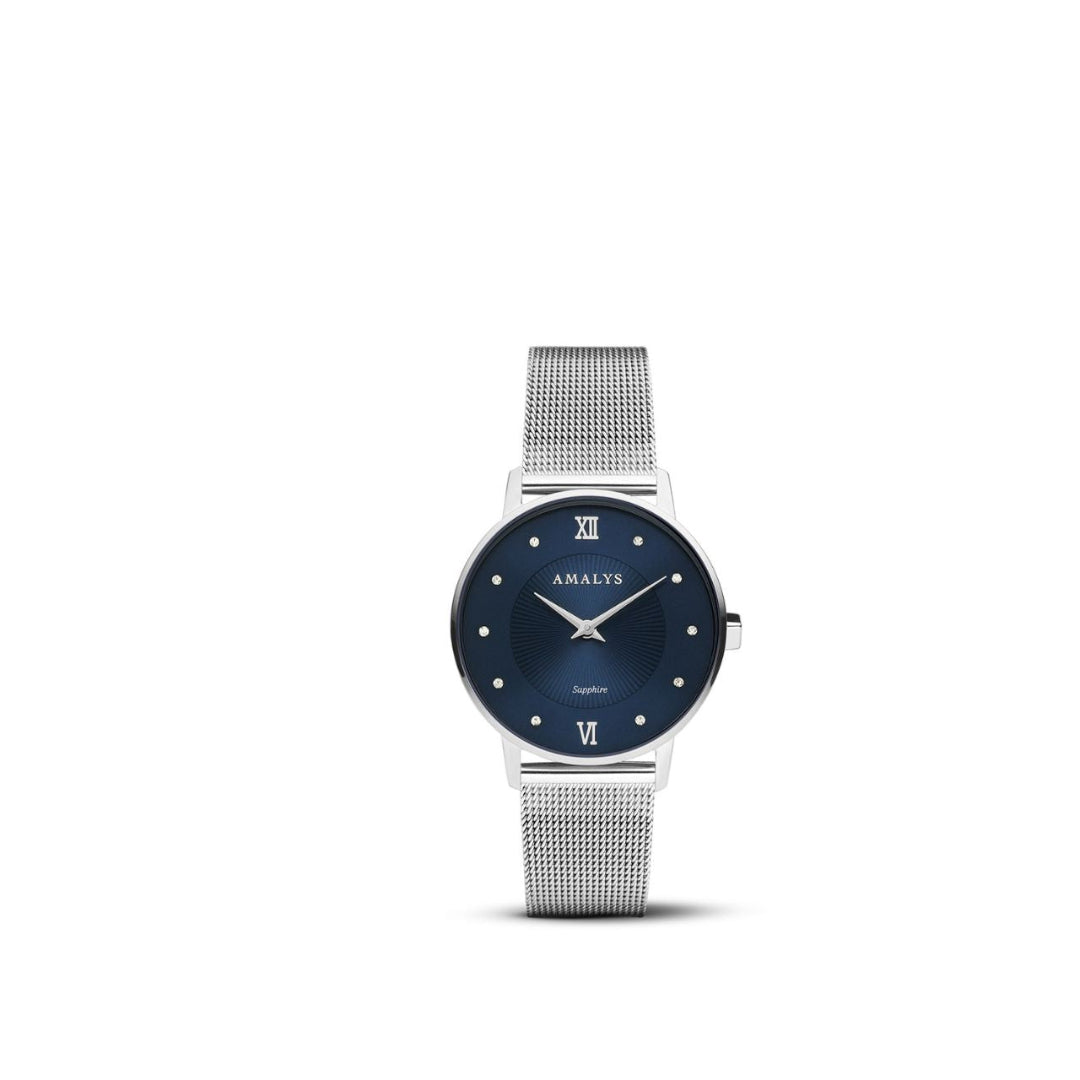 Amalys Heloise Silver Watch – Blue Dial with Stainless Steel Case