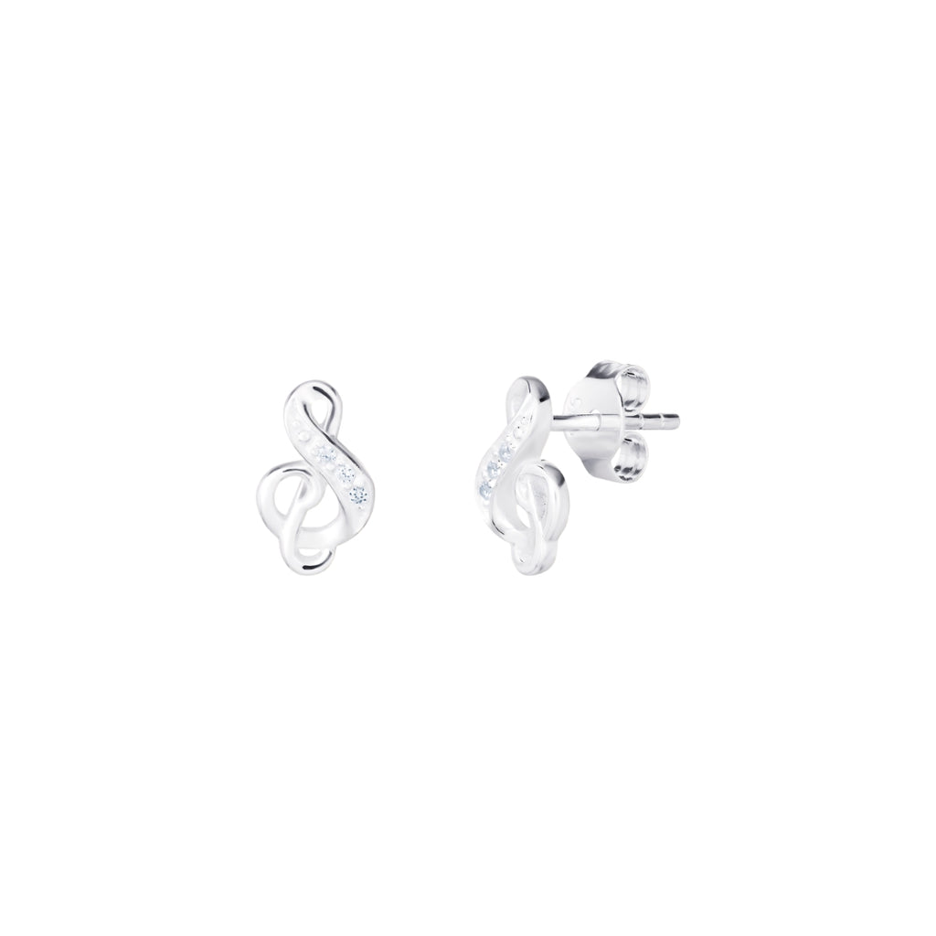 Children's Sterling Silver Treble Clef Stud Earrings