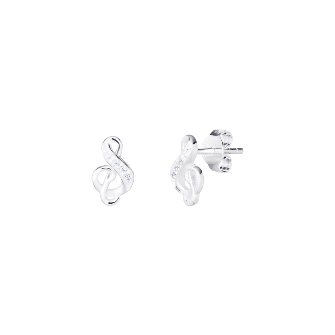 Children's Sterling Silver Treble Clef Stud Earrings