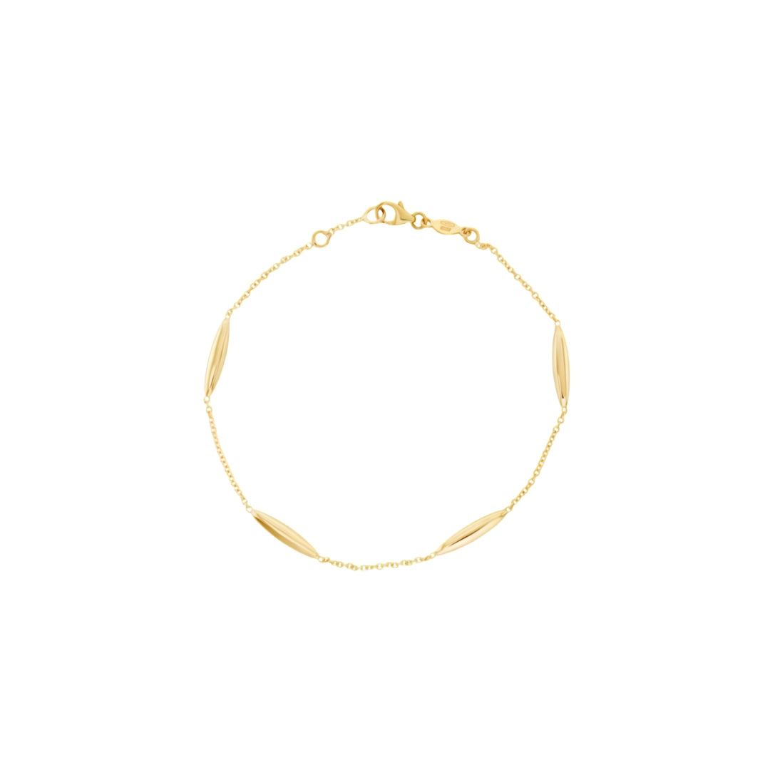 9CT Yellow Gold Marquise & Chain Bracelet