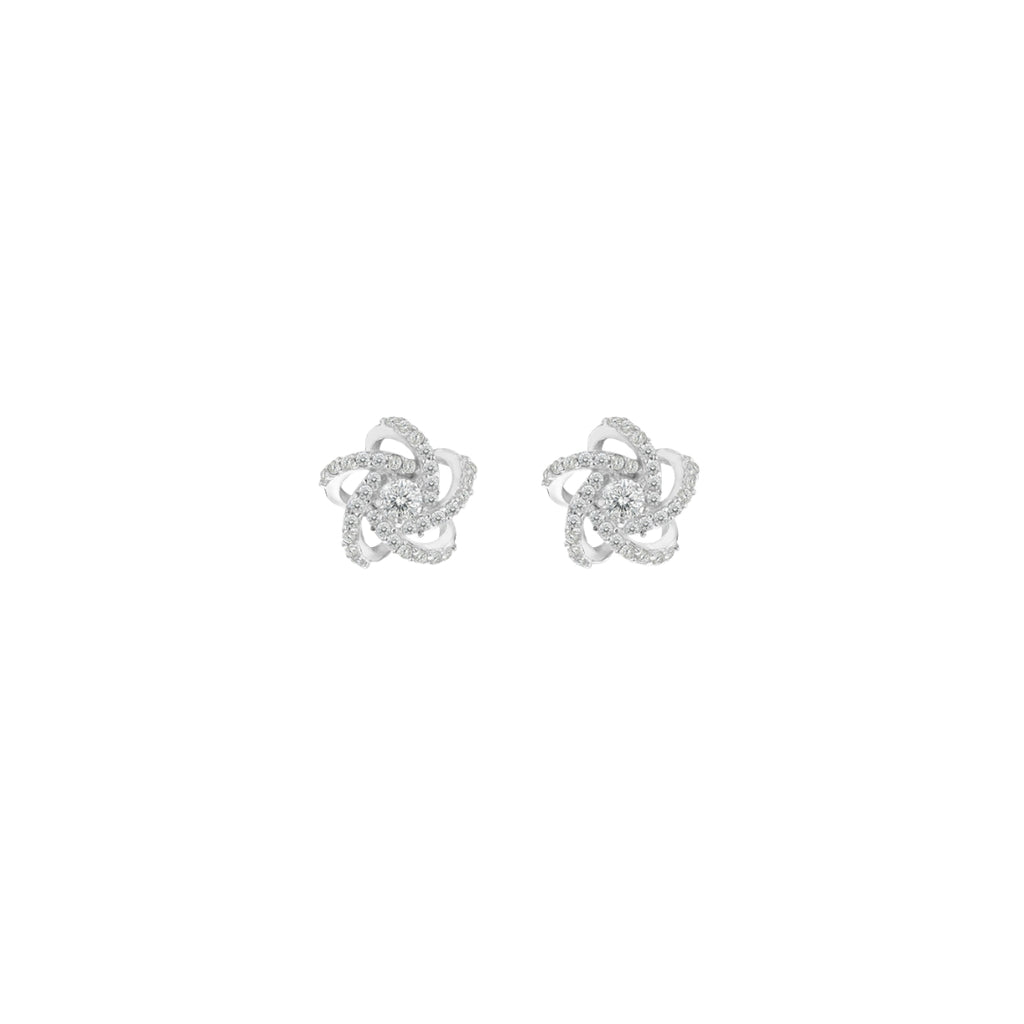 Sterling Silver CZ Swirl Stud Earrings