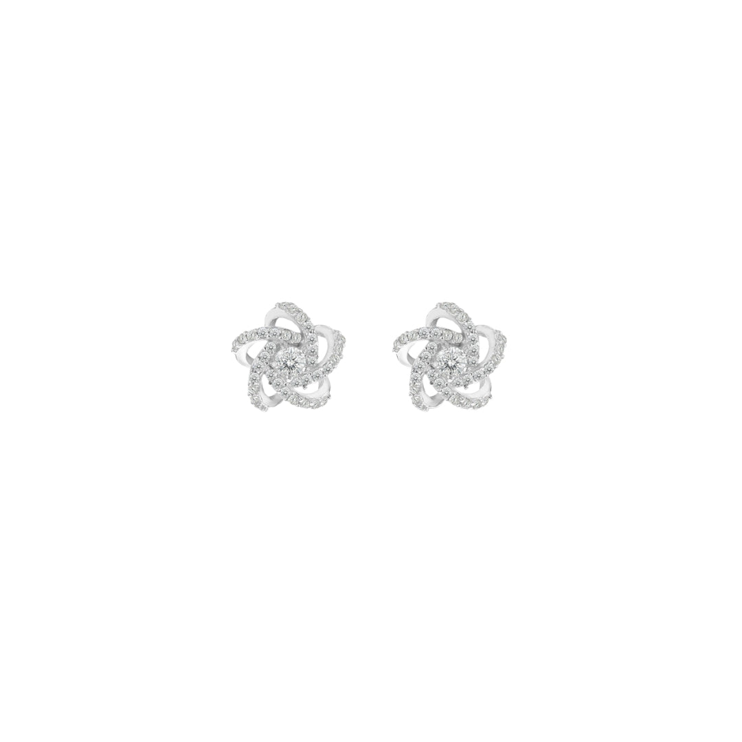 Sterling Silver CZ Swirl Stud Earrings