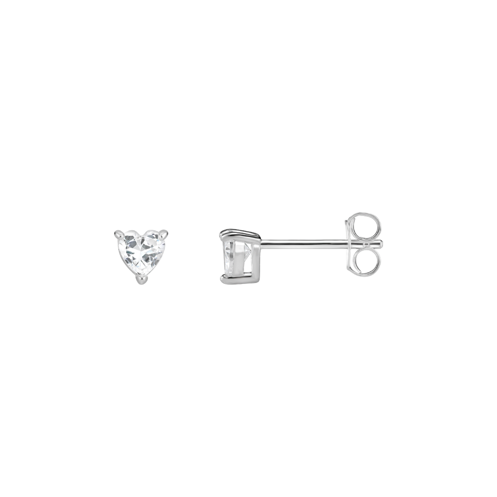 Children's Sterling Silver Heart Crystal Stud Earrings 4mm