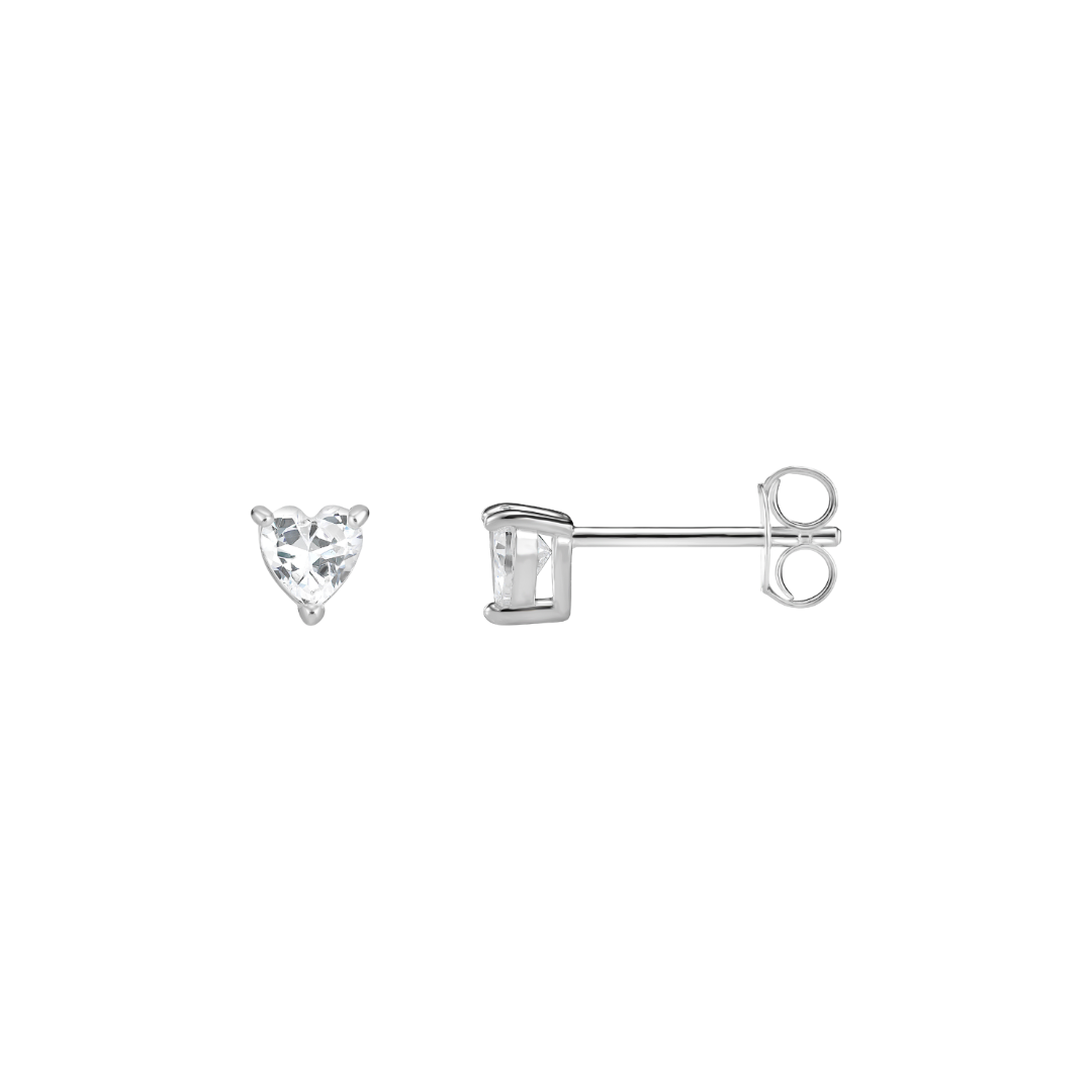 Children's Sterling Silver Heart Crystal Stud Earrings 4mm