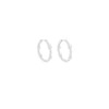 Sterling Silver Rhodium Plated CZ Interval Hoop Creole Earrings