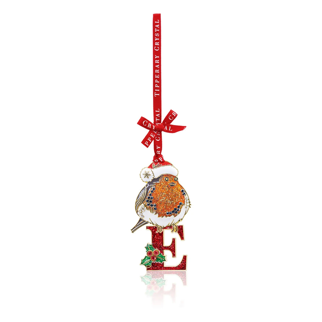Tipperary Alphabet Robin Christmas Decoration - E