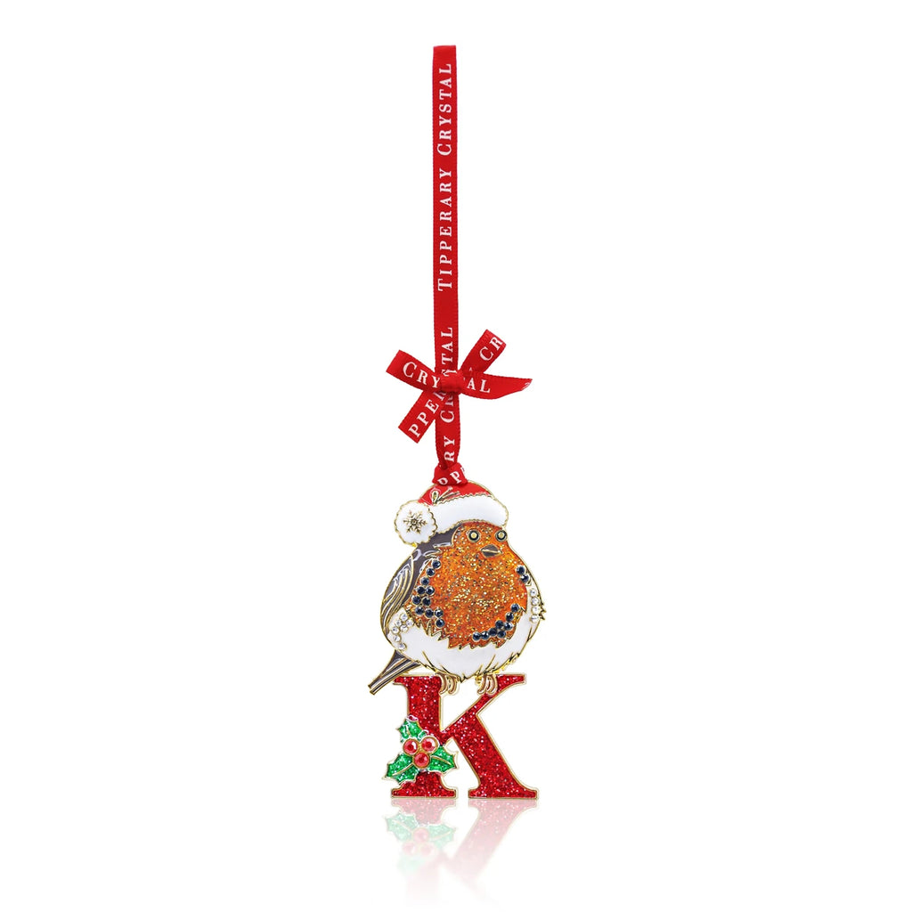 Tipperary Alphabet Robin Christmas Decoration - K