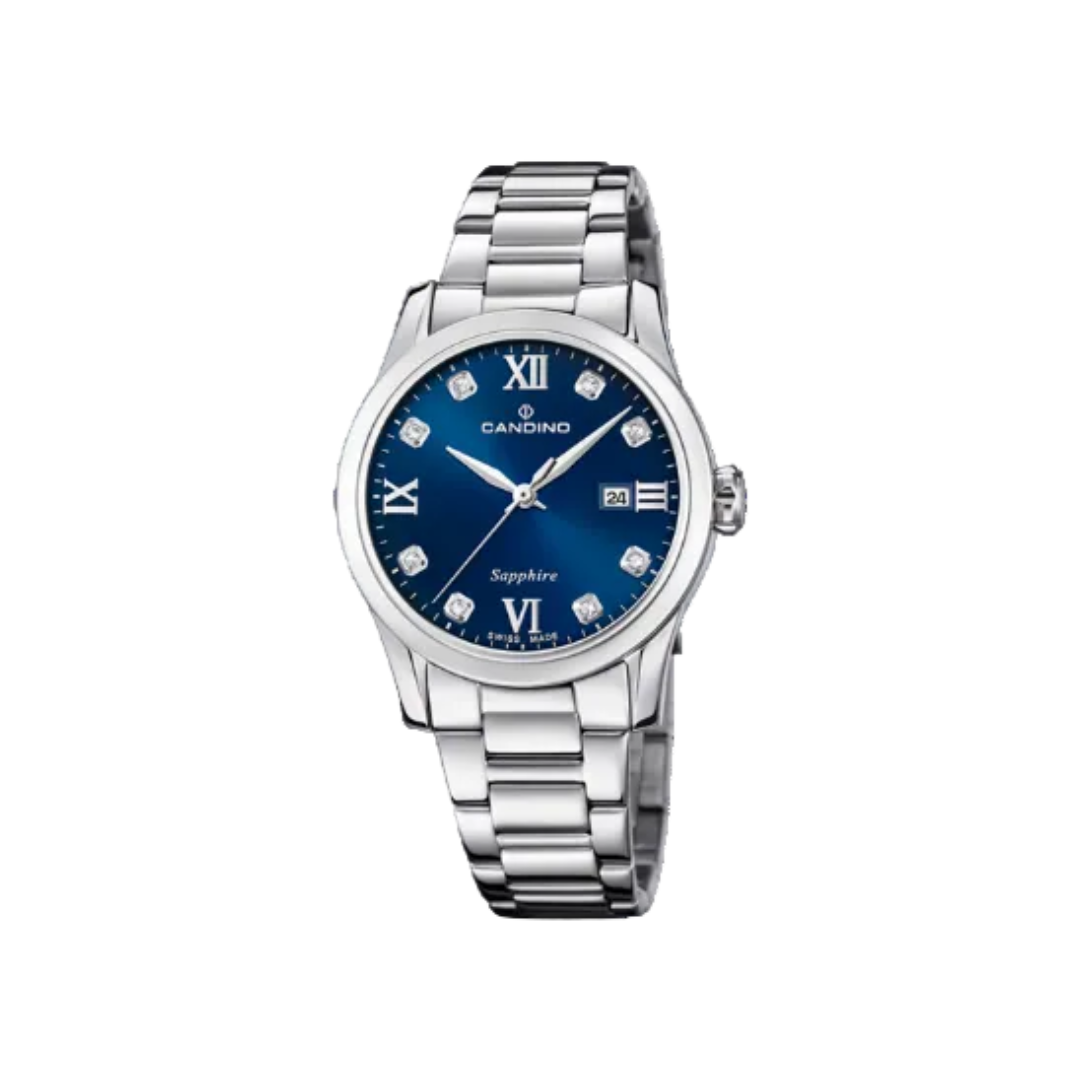 Candino Sapphire Classic – Blue Dial with Stainless Steel Bracelet