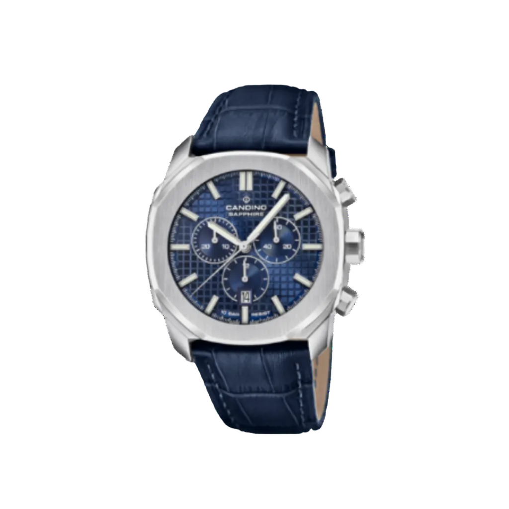 Candino Sapphire Chronograph – Blue Dial with Leather Strap