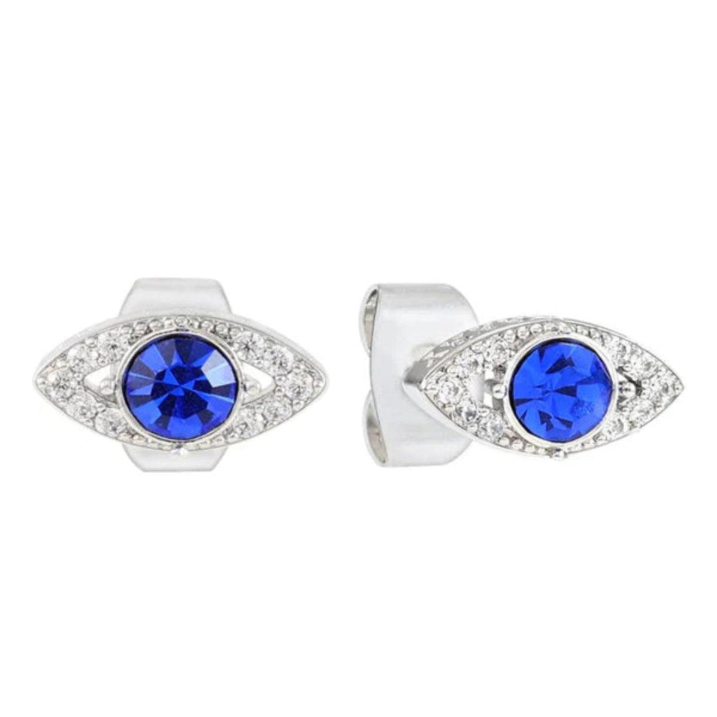 Evil Eye Sapphire -Blue Stud Earrings - Silver