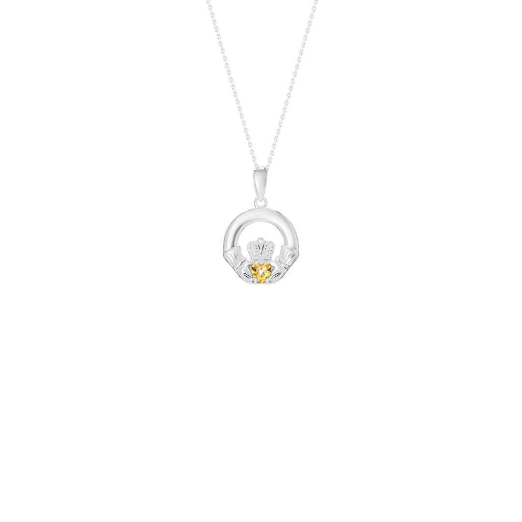 Sterling Silver November Birthstone Claddagh Pendant